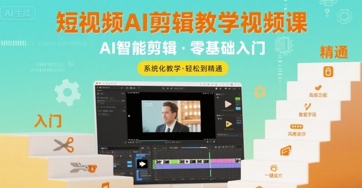 短视频AI剪辑教学视频课，入门到精通-聚星轻创-轻创终点站