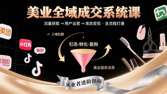 美业全域成交系统课程：帮助美业从业者打通从流量获取到高效变现全流程-聚星轻创-轻创终点站