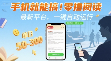 手机就能搞！零撸阅读挂G，最新平台，一键自动运行，随时随地挣，单日50-3张+【揭秘】-聚星轻创-轻创终点站