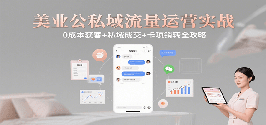 美业公私域流量运营实战：0成本获客+私域成交+卡项销转全攻略-聚星轻创-轻创终点站