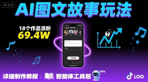 抖音爆火的ai图文故事玩法，18个作品涨粉69.4W，详细制作教程+智能体-聚星轻创-轻创终点站