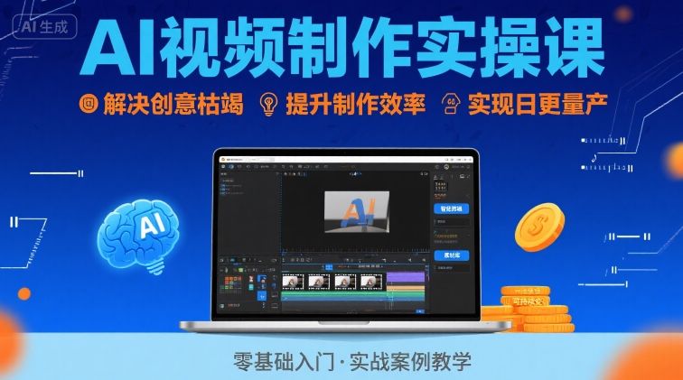 Ai视频制作实操课，解决创意枯竭、效率低下痛点，实现日更量产可持续变现-聚星轻创-轻创终点站