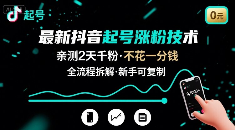 最新抖音起号涨粉技术，亲测2天千粉，不花一分钱，全流程拆解-聚星轻创-轻创终点站
