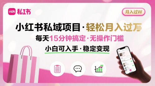 小红书私域项目 月入过W非常轻松 每天15分钟即可搞定，无任何操作门槛，小白可入手-聚星轻创-轻创终点站