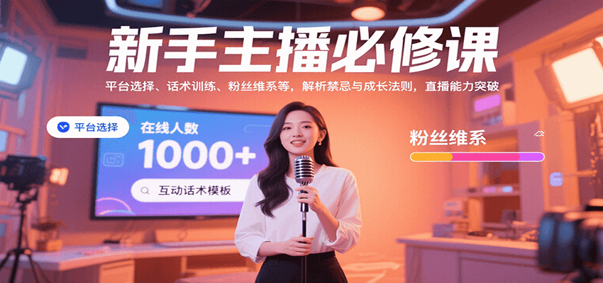 新手主播必修课：平台选择、话术训练、粉丝维系等，解析禁忌与成长法则，突破直播能力-聚星轻创-轻创终点站