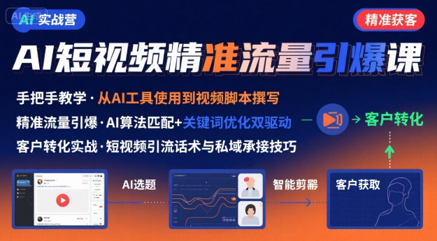 AI+短视频引爆精准客户实战营，手把手教你引爆Ai短视频精准流量-聚星轻创-轻创终点站