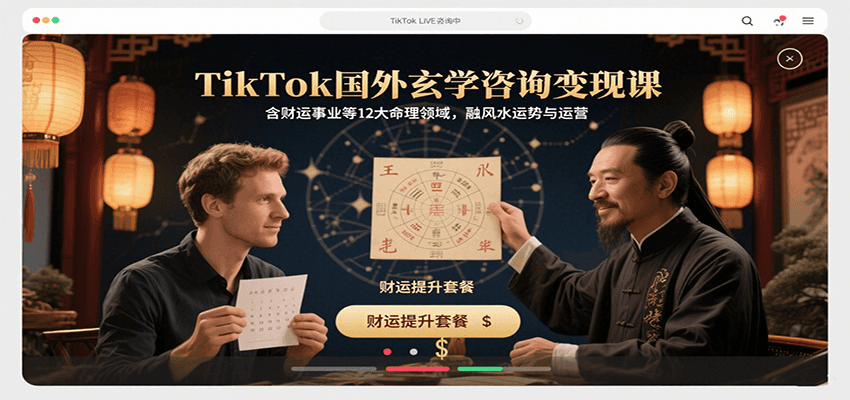 TikTok国外玄学咨询变现课，含财运事业等12大命理领域，融风水运势与运营-聚星轻创-轻创终点站