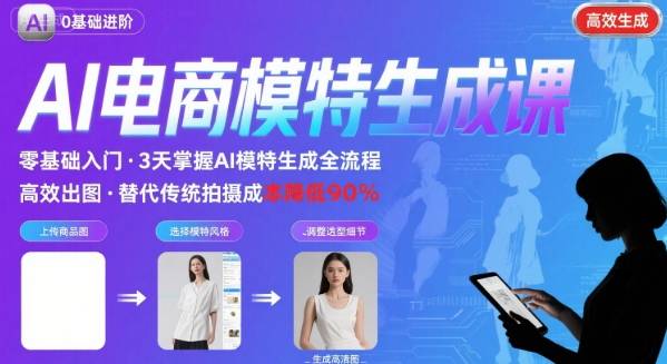 AI模特进阶课程，0基础高效生成逼真电商模特图-聚星轻创-轻创终点站
