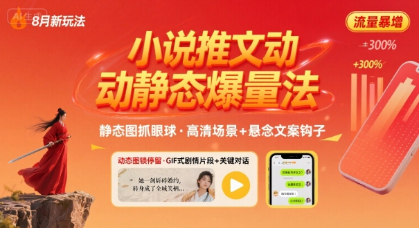 8月小说推文全新玩法，动静态图片+搭配小说文案爆量玩法-聚星轻创-轻创终点站