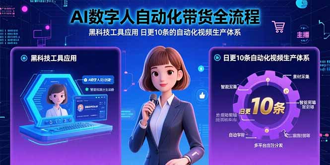 AI数字人自动化带货全流程：黑科技工具应用 日更10条的自动化视频生产体系-聚星轻创-轻创终点站