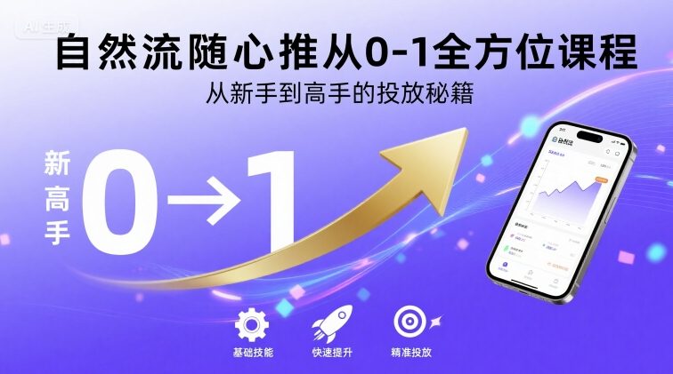 自然流随心推从0-1全方位课程，从新手到高手的投放秘籍-聚星轻创-轻创终点站