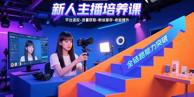 新人主播培养课：平台适应-流量获取-粉丝留存-收益提升 全链路能力突破-聚星轻创-轻创终点站