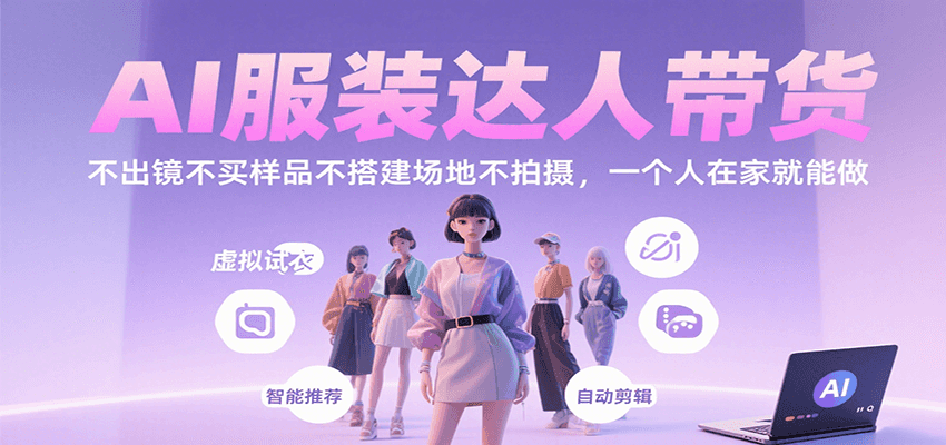 AI服装达人带货，不出镜不买样品不搭建场地不拍摄，一个人在家就能做-聚星轻创-轻创终点站