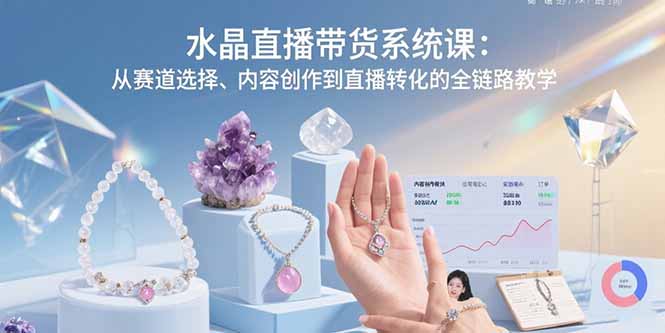 水晶直播带货系统课：从赛道选择、内容创作到直播转化的全链路教学-聚星轻创-轻创终点站