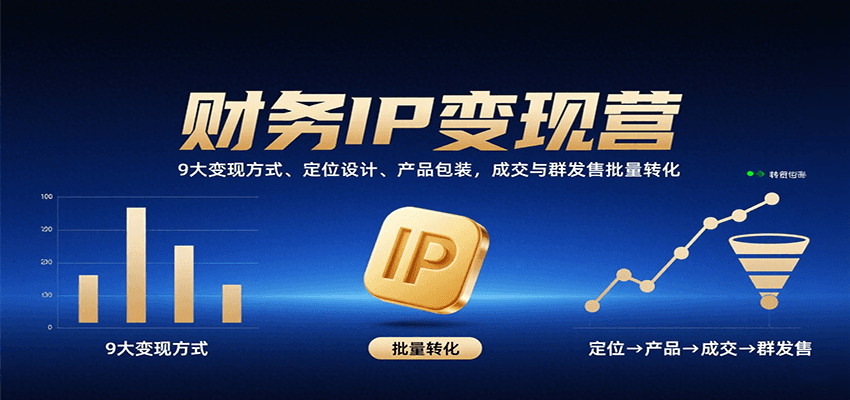财务IP变现营：9大变现方式、定位设计、产品包装，成交与群发售批量转化-聚星轻创-轻创终点站