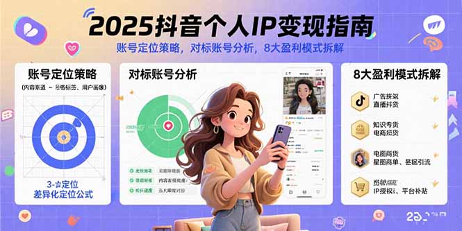 2025抖音个人IP变现指南，账号定位策略，对标账号分析，8大盈利模式拆解-聚星轻创-轻创终点站