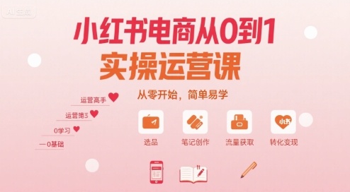 小红书电商从0到1实操运营课，从零开始，简单易学-聚星轻创-轻创终点站
