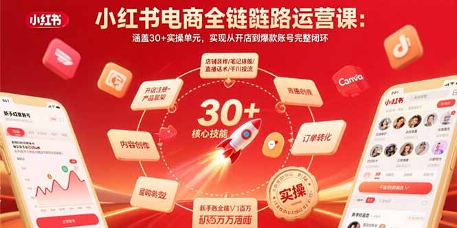 小红书电商全链路运营课：涵盖30+实操单元，实现从开店到爆款账号完整闭环-聚星轻创-轻创终点站