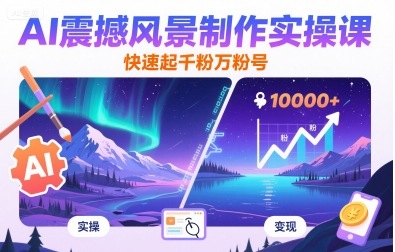 AI震撼风景制作实操课，快速起千粉万粉号-北辰工作室