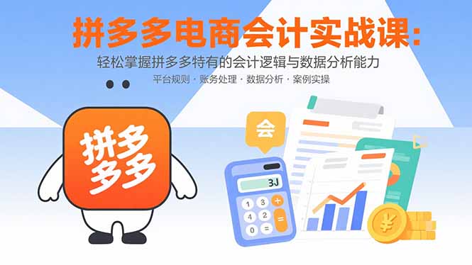 拼多多电商会计实战课：轻松掌握拼多多特有的会计逻辑与数据分析能力-聚星轻创-轻创终点站