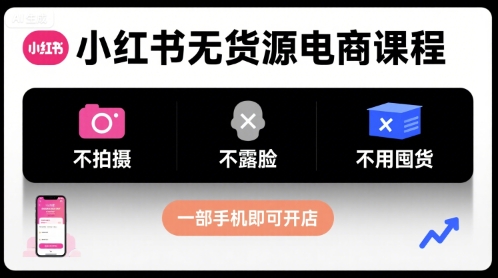 小红书无货源电商课程，不拍摄不露脸不用囤货，一部手机即可开店-聚星轻创-轻创终点站