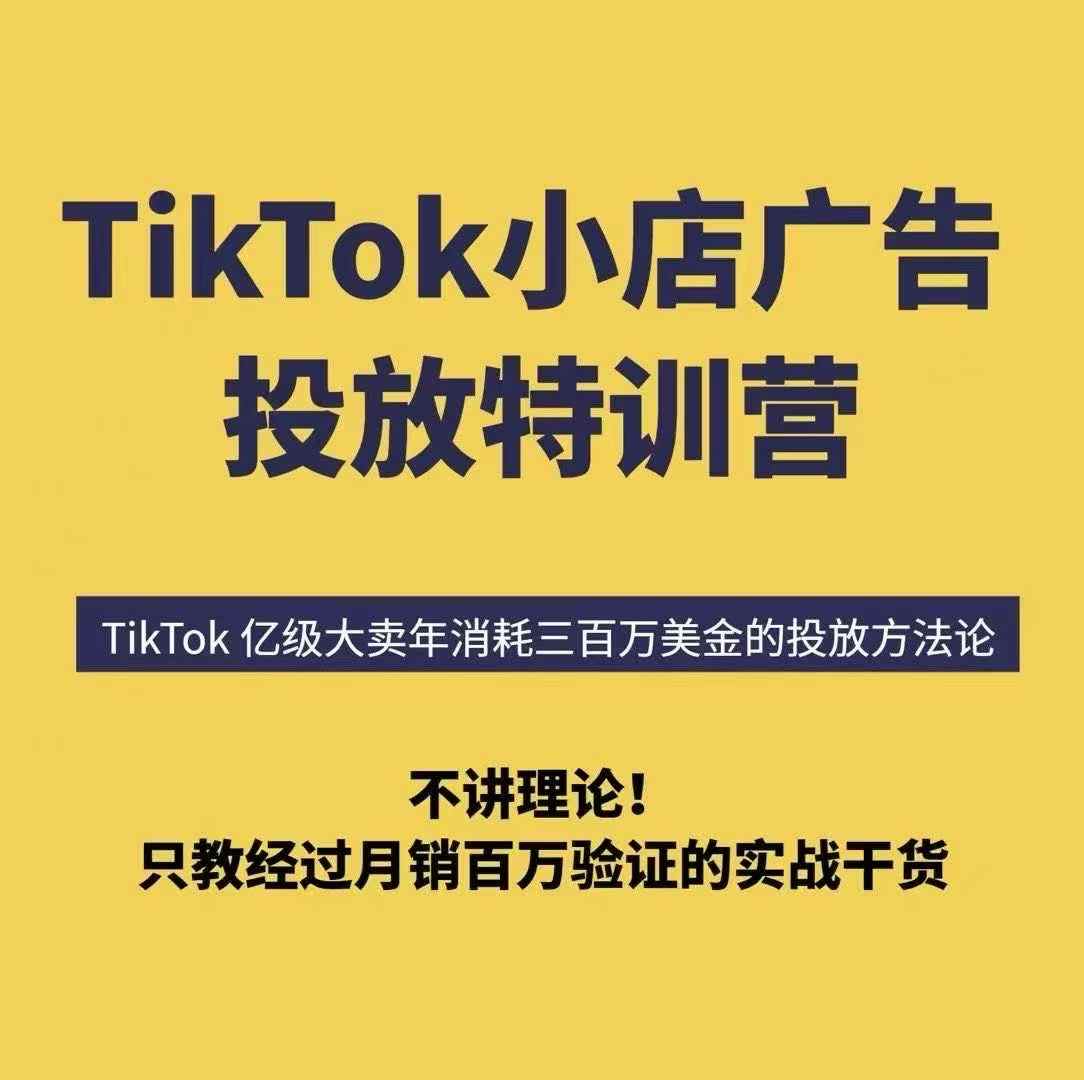 TikTok小店广告投放特训营，6天破局计划专治各种“投不动”，教你经过月销百万验证的实战干货-北辰工作室