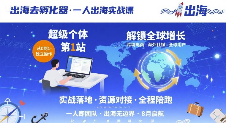 出海去孵化器，一人出海实战课，​超级个体第1站，解锁全球增长-北辰工作室