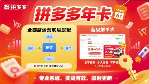 拼多多年卡【8月更新6节】拼多多全链路运营底层逻辑，超级爆单术-北辰工作室